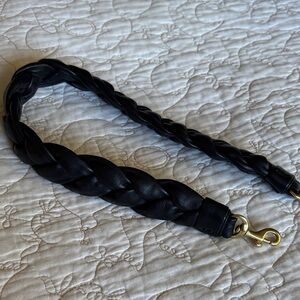 Clare V Braided Leather Shoulder Strap, Black